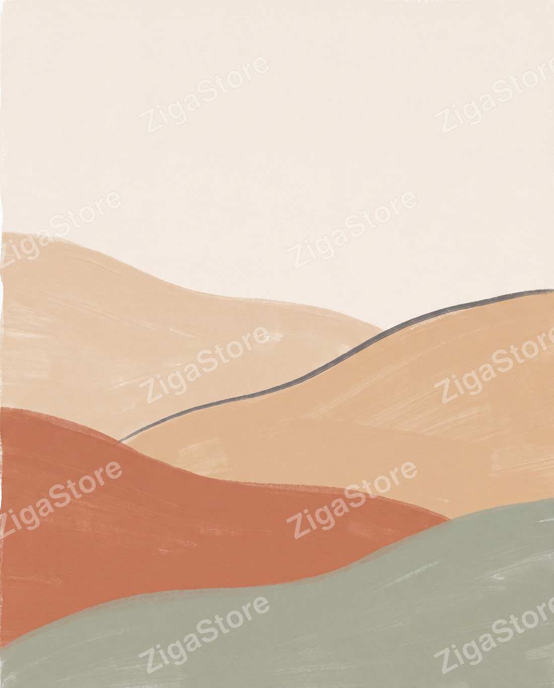 Folded Landform Bands | Boho Neutral Printable Wall Art Print by Saffron & Sage — print preview (watermarked)