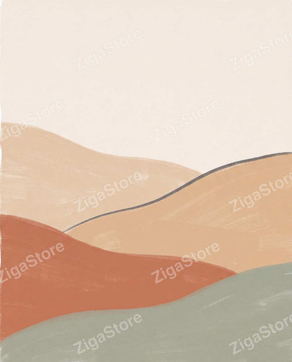 Folded Landform Bands | Boho Neutral Printable Wall Art Print by Saffron & Sage — print preview (watermarked)