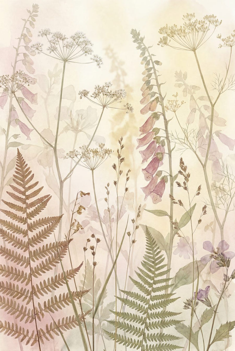 Fernlight & Silverpod Herbarium — 3 Pressed Botanical Prints by Pressed Petal — print preview shown framed at true scale in an illustrated room preview