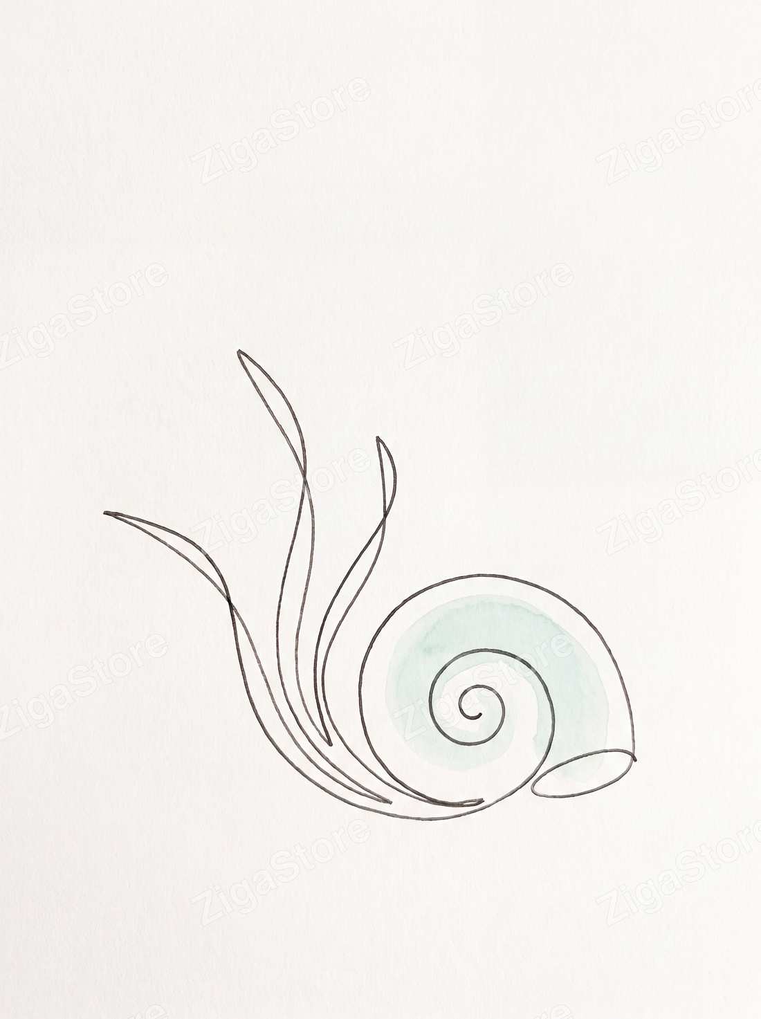 Seagrass & Shell | Line Nature Printable Wall Art Print by Slate & Sparrow — print preview (watermarked)