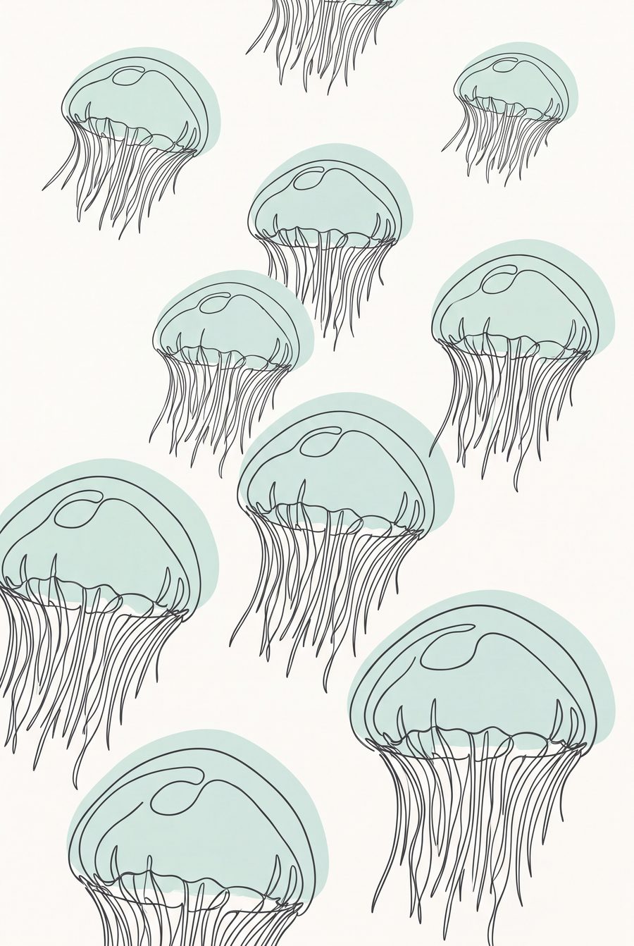 Ebbtide Menagerie — Coastal Line Art Set of 3 Printable Prints by Slate & Sparrow — print preview