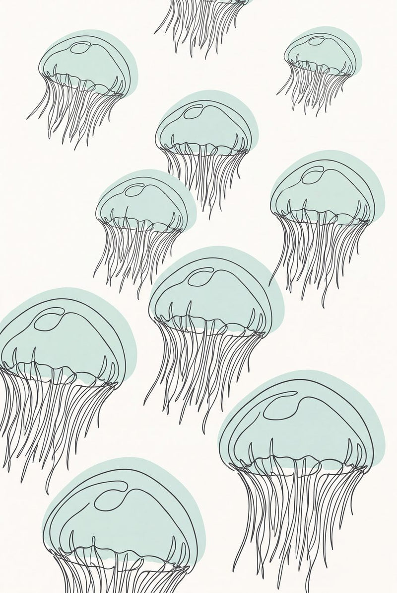 Ebbtide Menagerie — Coastal Line Art Set of 3 Printable Prints by Slate & Sparrow — print preview shown framed at true scale in an illustrated room preview