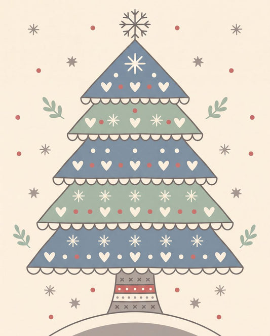 Tiered Folk Evergreen | Scandi Folk Printable Wall Art Print by Linden Row — print preview