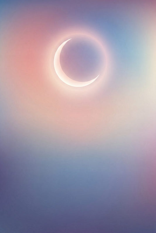 Haloed Crescent Hush | Dreamy Gradient Printable Wall Art Print by Halcyon Skies — print preview