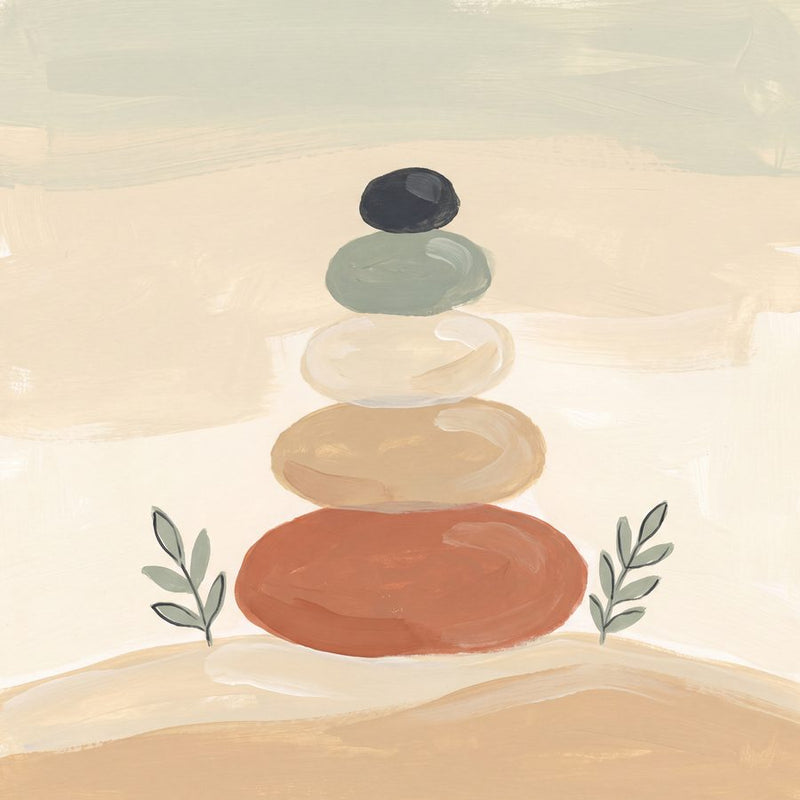 Quiet Balance | Boho Neutral Printable Wall Art Print by Saffron & Sage — print preview shown framed at true scale in an illustrated room preview