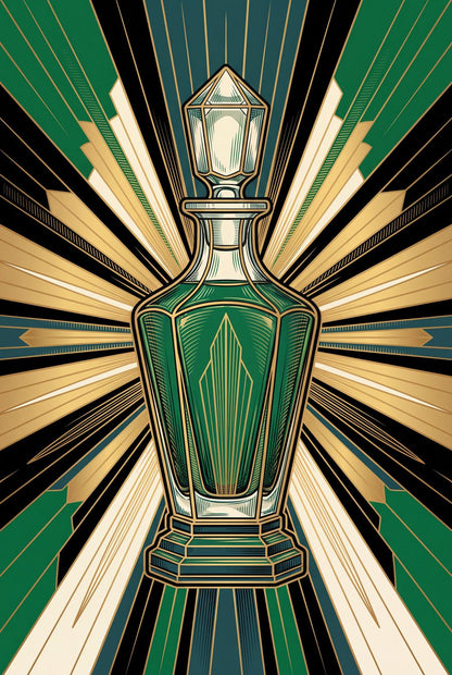 The Emerald Decanter | Art Deco Maximal Printable Wall Art Print by Marrow & Gold — print preview