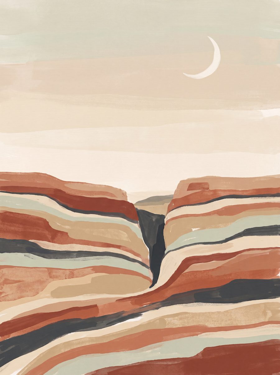 Canyon Strata Crescent | Boho Neutral Printable Wall Art Print by Saffron & Sage — print preview