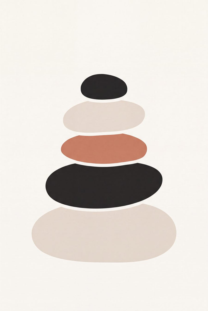 Balanced Cairn | Abstract Minimal Printable Wall Art Print by Form & Field — print preview shown framed at true scale in an illustrated room preview