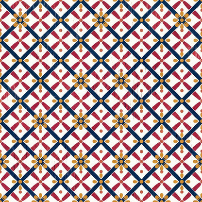 Mustard-Bud Trellis Tile | Block-Print Pattern Printable Wall Art Print by Monsoon Atelier — print preview