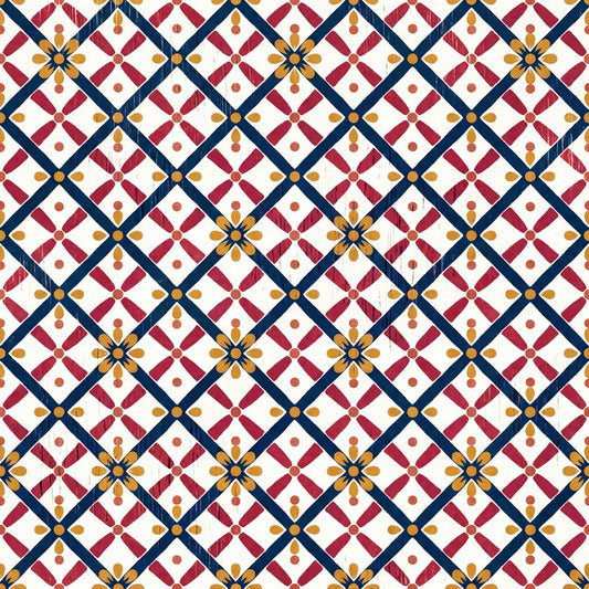 Mustard-Bud Trellis Tile | Block-Print Pattern Printable Wall Art Print by Monsoon Atelier — print preview
