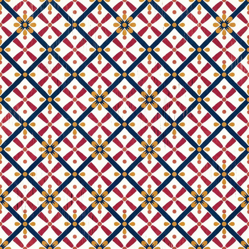 Mustard-Bud Trellis Tile | Block-Print Pattern Printable Wall Art Print by Monsoon Atelier — print preview shown framed at true scale in an illustrated room preview