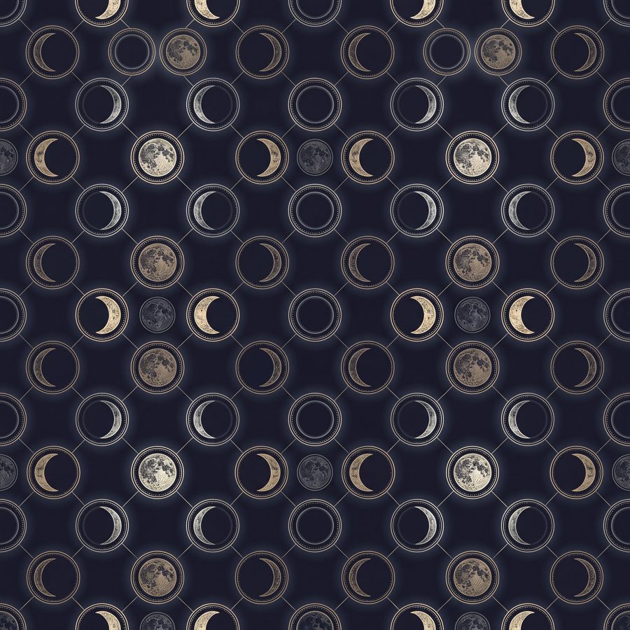 Vesper Mechanica | 3-Piece Dark Celestial Moon Phase Wall Art by Nocturne Press — print preview
