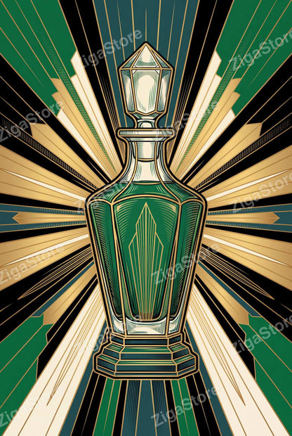 Art Deco Bar Cart Wall Art Set of 3 | Gilded Speakeasy Prints by Marrow & Gold — print preview (watermarked)