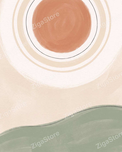 Terracotta Sun | Boho Neutral Printable Wall Art Print by Saffron & Sage — print preview (watermarked)