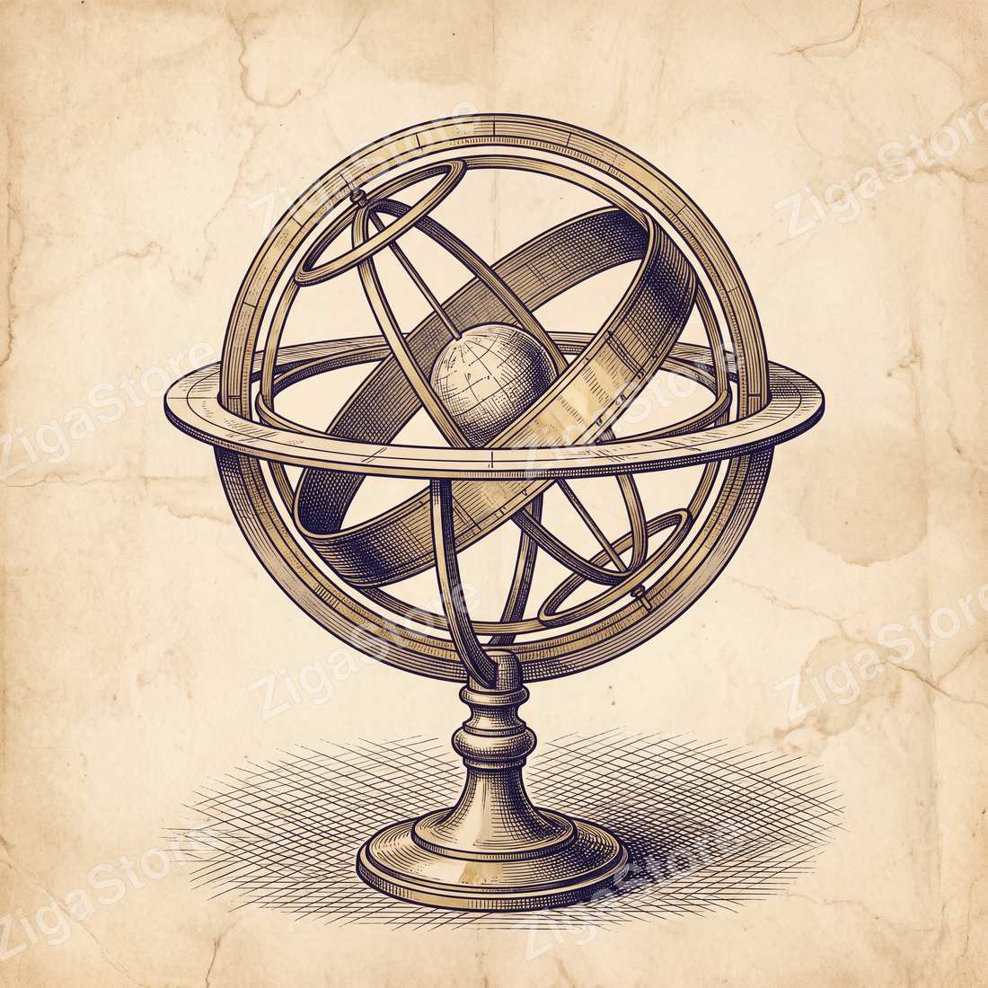Fathom & Firmament — Vintage Cartographic Gallery Wall Set of 3 by Cobalt Atlas — print preview (watermarked)