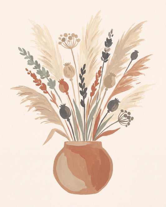 Gathered Pampas | Boho Neutral Printable Wall Art Print by Saffron & Sage — print preview