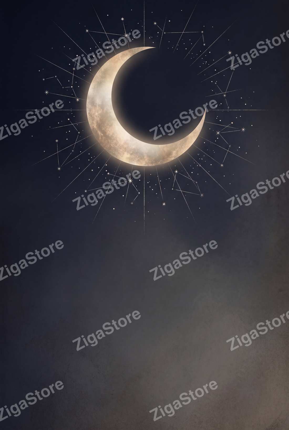 Gothic Celestial Wall Art | Set of 2 Printable Moon Prints by Nocturne Press — print preview (watermarked)