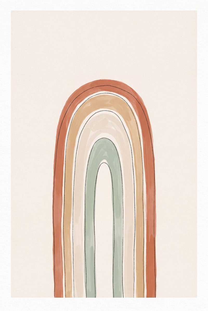 Layered Arches | Boho Neutral Printable Wall Art Print by Saffron & Sage — print preview shown framed at true scale in an illustrated room preview