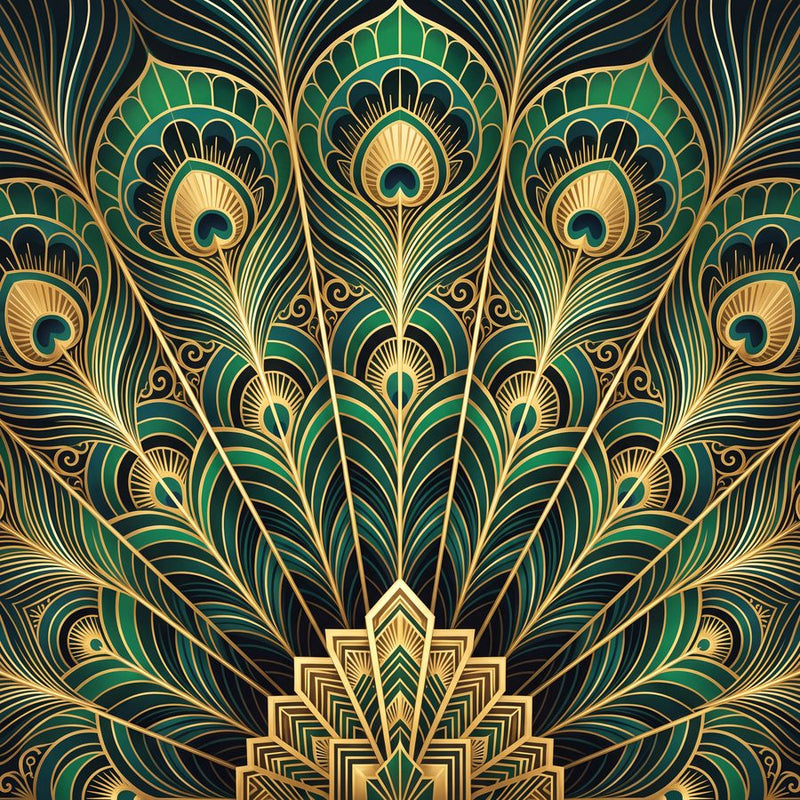 Plume Royale | Art Deco Maximal Printable Wall Art Print by Marrow & Gold — print preview shown framed at true scale in an illustrated room preview
