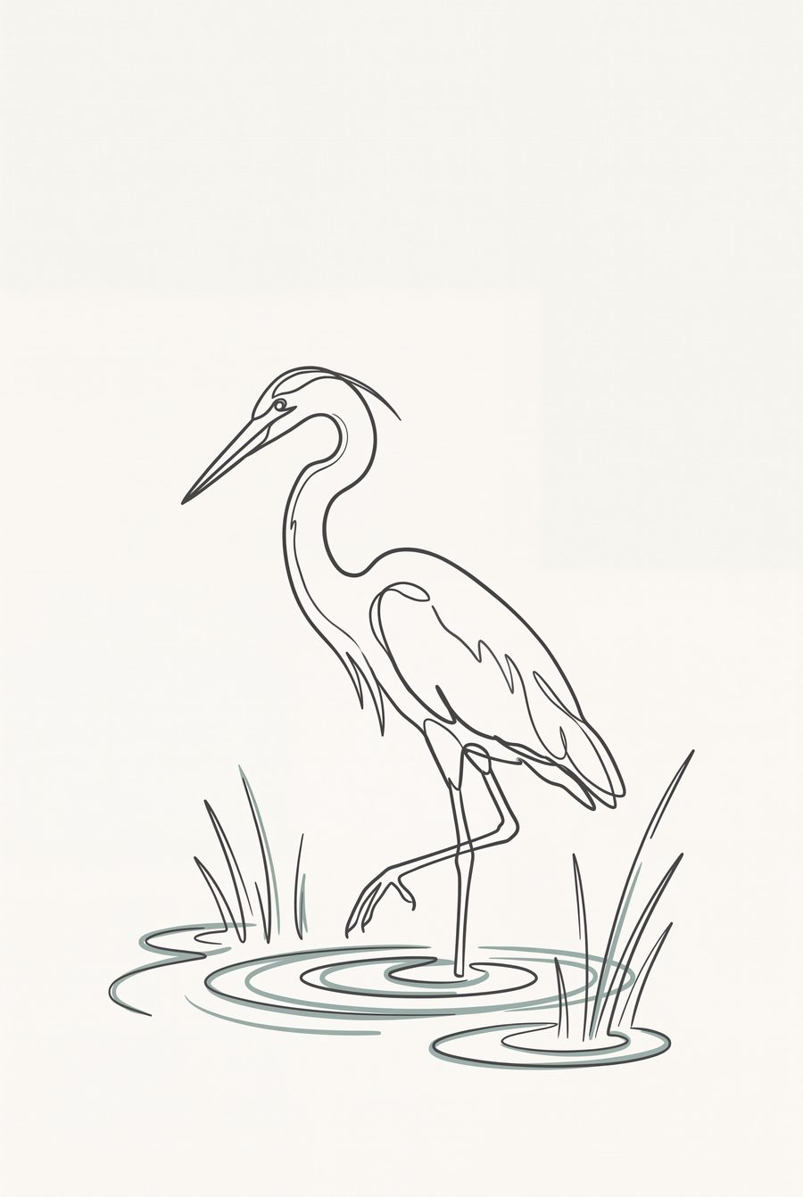 Wadepoint Heron Line Art | Minimal Shoreline Printable Wall Print by Slate & Sparrow — print preview