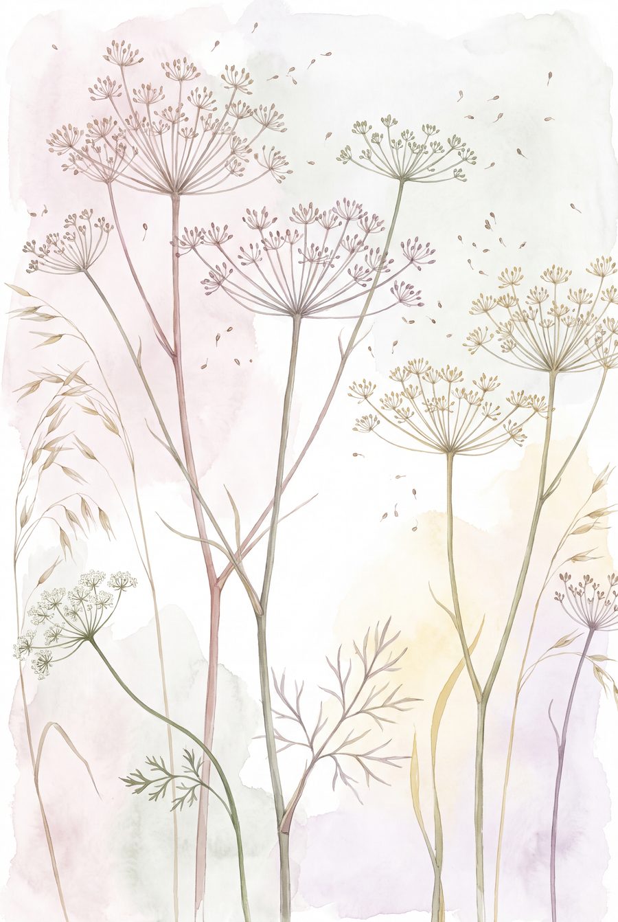 Fennel Hollow Pressings — Pressed Botanical 3-Print Kitchen Set by Pressed Petal — print preview