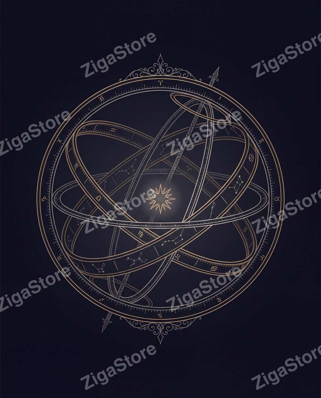 Meridian & Ember Dark Celestial Gallery Wall Set | 3 Prints by Nocturne Press — print preview (watermarked)