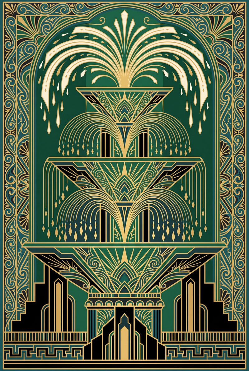 Vermeil Atrium Art Deco Gallery Wall Set | 3 Printable Prints by Marrow & Gold — print preview shown framed at true scale in an illustrated room preview