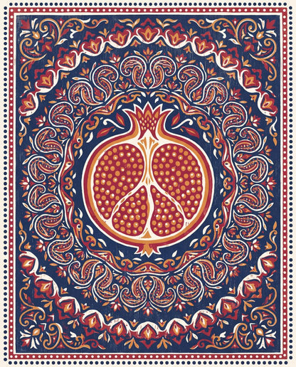 Seeded Pomegranate Medallion | Block-Print Pattern Printable Wall Art Print by Monsoon Atelier — print preview
