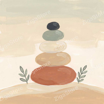 Quiet Balance | Boho Neutral Printable Wall Art Print by Saffron & Sage — print preview (watermarked)