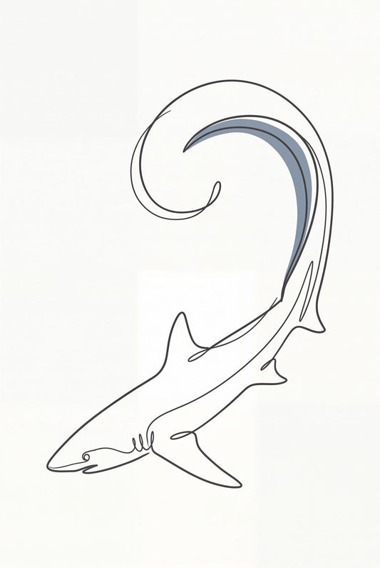 Thresher's Crescent — Single-Line Shark Wall Art Print by Slate & Sparrow — print preview