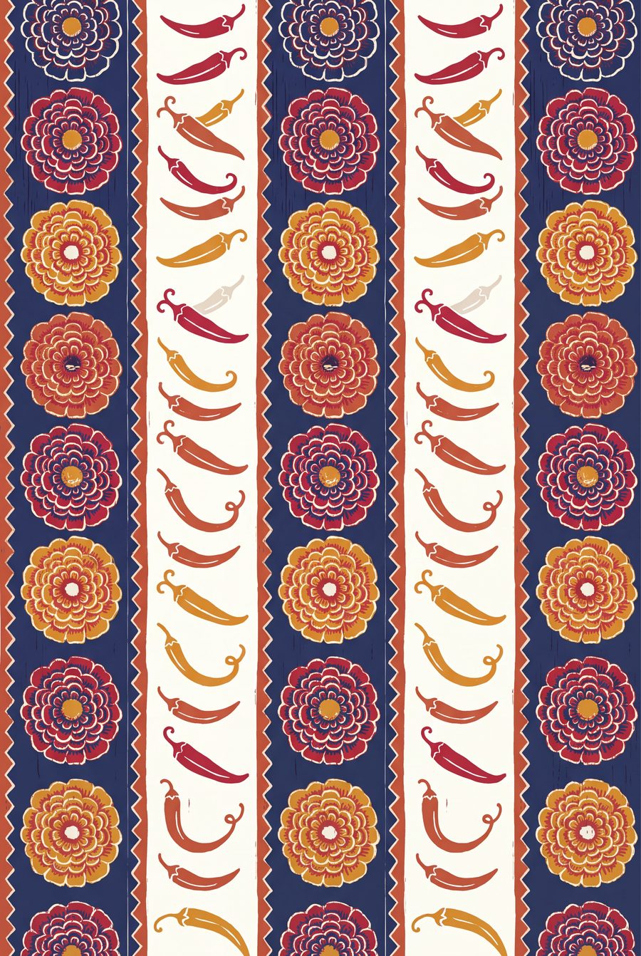 Chili & Marigold Spice Stripe | Block-Print Pattern Printable Wall Art Print by Monsoon Atelier — print preview