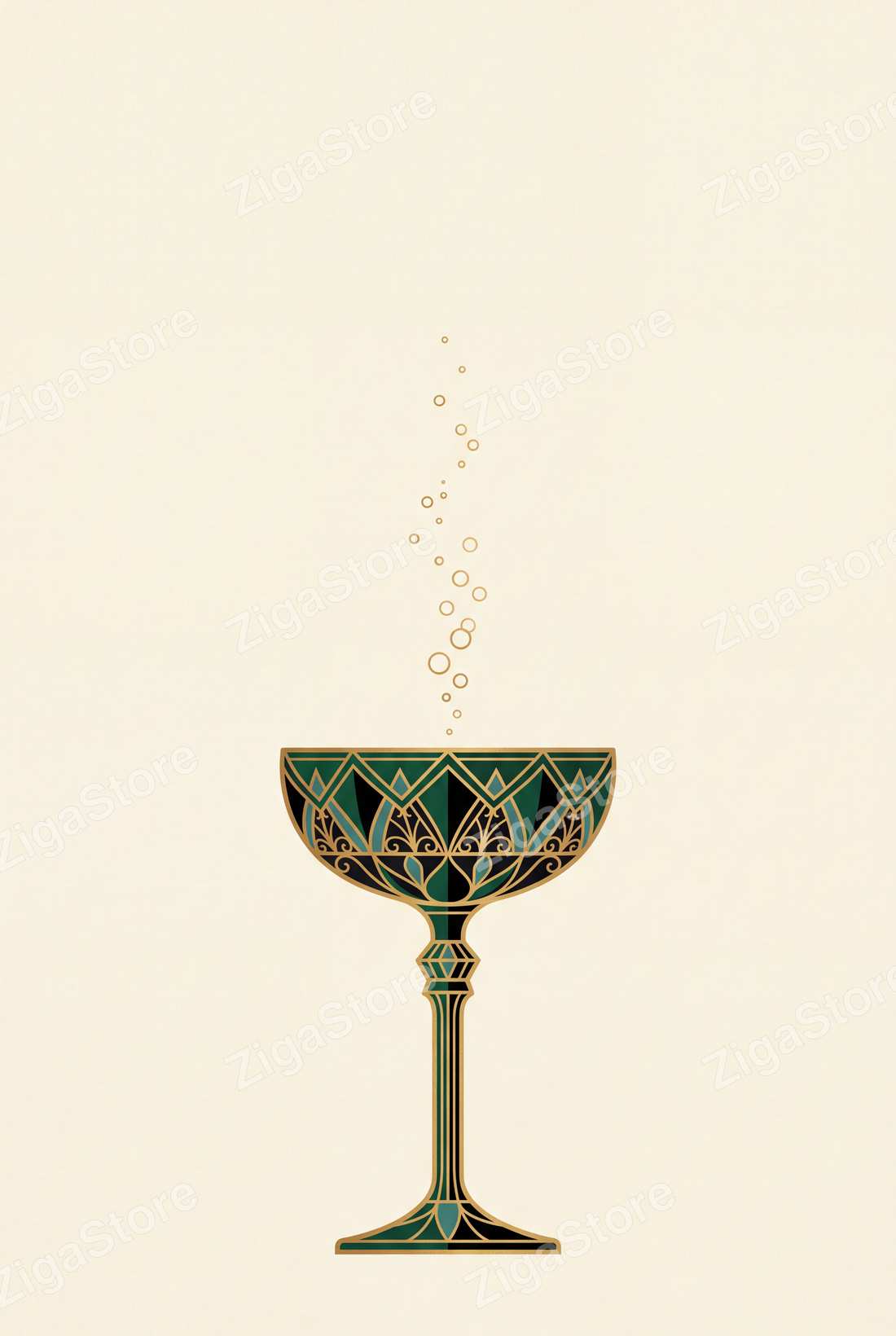 The Emerald Soirée Suite — Art Deco Gatsby Dining Wall Art Set of 3 by Marrow & Gold — print preview (watermarked)