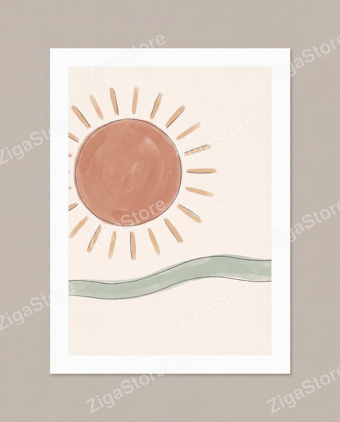 Boho Neutral Gallery Wall Set | 3 Printable Terracotta Sage Art Prints by Saffron & Sage — print preview (watermarked)