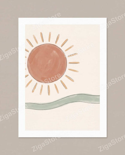 Boho Neutral Gallery Wall Set | 3 Printable Terracotta Sage Art Prints by Saffron & Sage — print preview (watermarked)