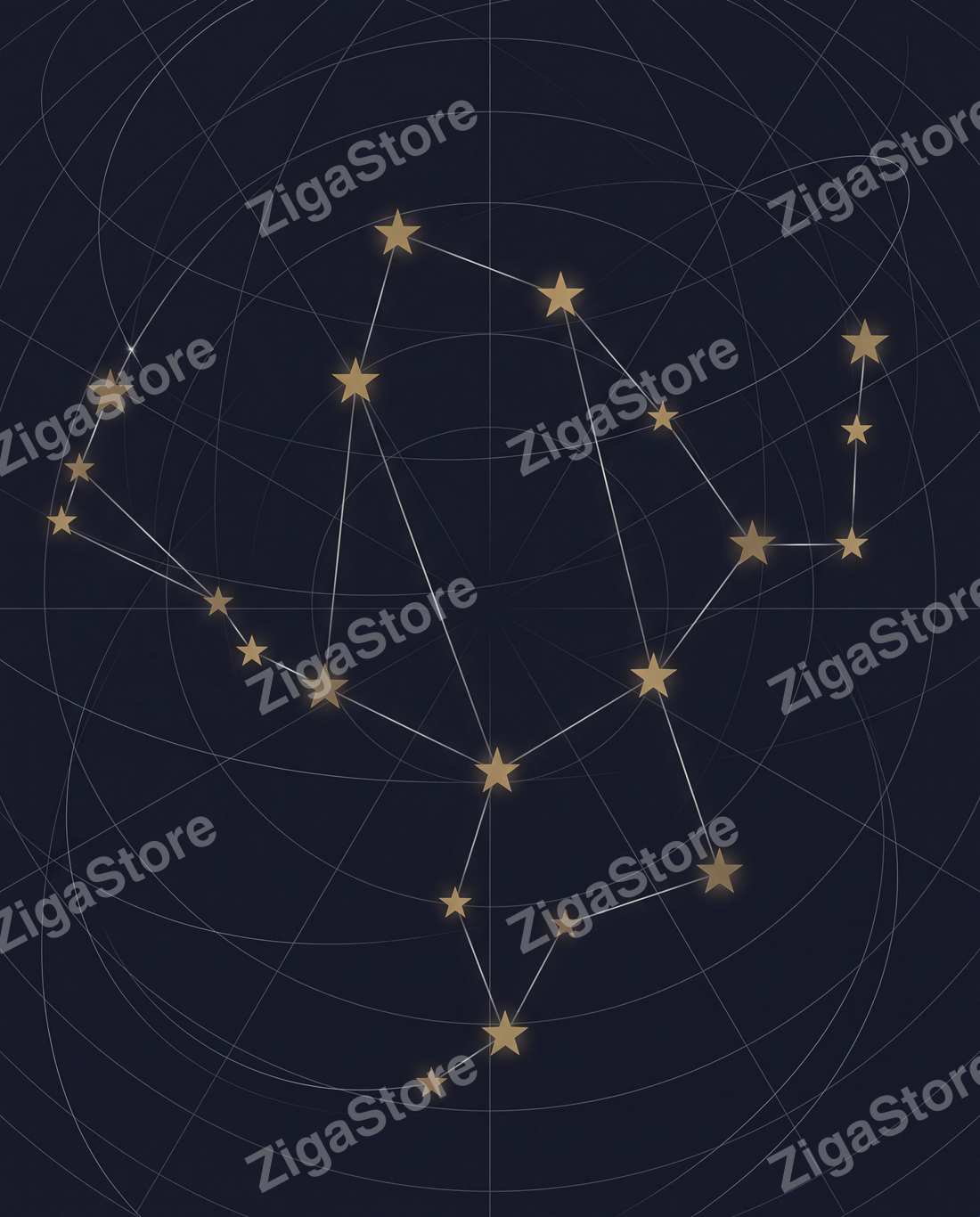 Drowned Light Dark Celestial Star Map Set — 3 Printable Prints by Nocturne Press — print preview (watermarked)