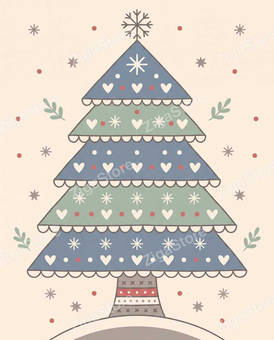 Lingonberry Hearth Folk Trio | 3 Scandi Christmas Wall Prints by Linden Row — print preview (watermarked)
