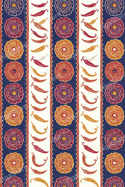 Pomegranate & Marigold Pantry Blocks – 3 Folk Kitchen Prints by Monsoon Atelier — print preview (watermarked)