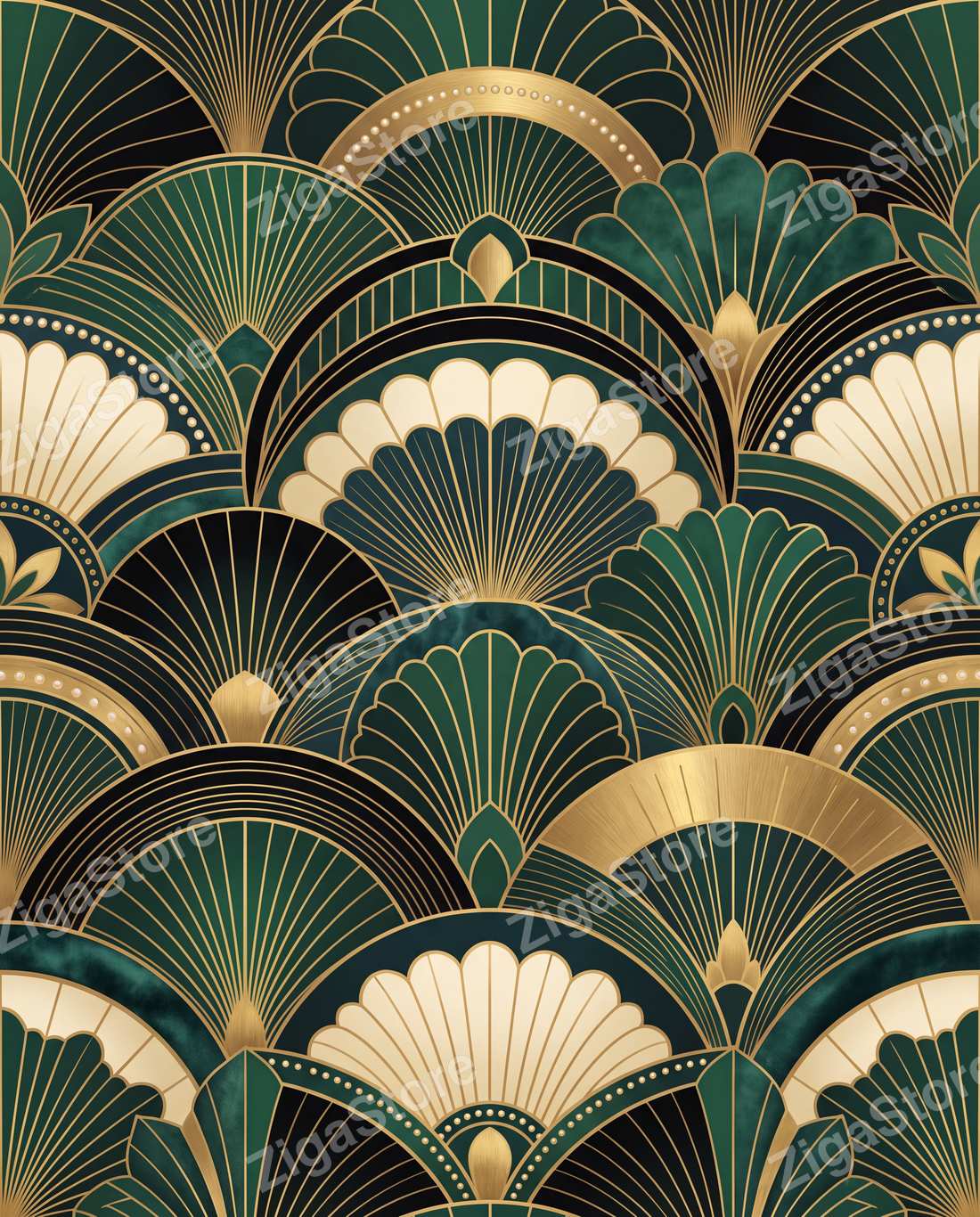 Gilded Reverie Art Deco Gallery Wall Set | 3 Printable Prints by Marrow & Gold — print preview (watermarked)
