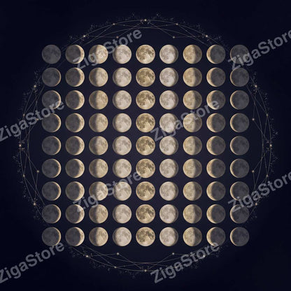 Gothic Celestial Wall Art | Set of 2 Printable Moon Prints by Nocturne Press — print preview (watermarked)