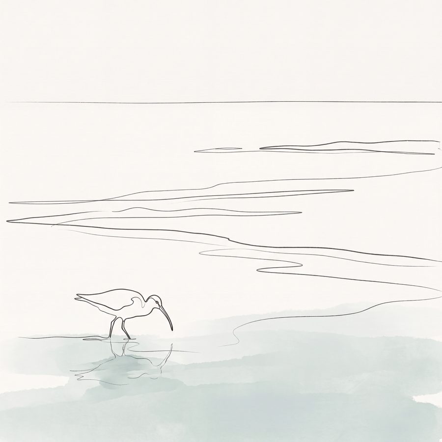 Ebbtide Menagerie — Coastal Line Art Set of 3 Printable Prints by Slate & Sparrow — print preview