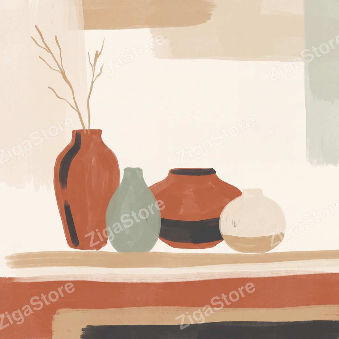 Ochre Mesa Studies | Boho Neutral Printable Art Set by Saffron & Sage — print preview (watermarked)