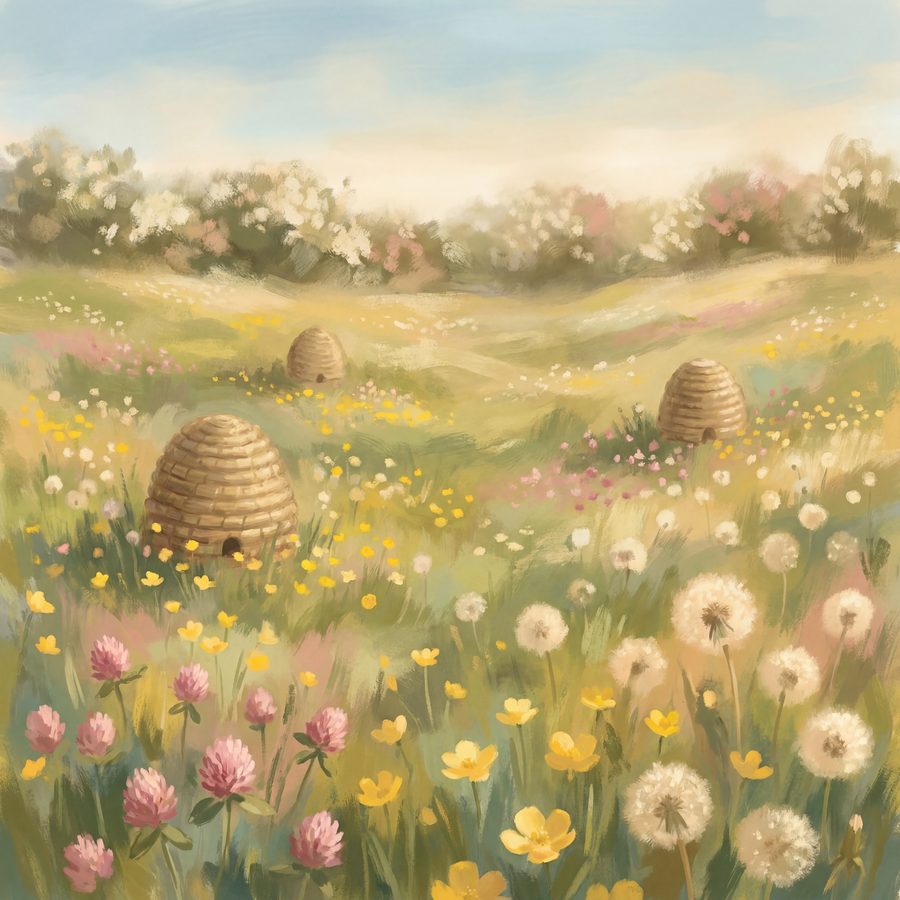 Skep Hollow Kitchen Garden — 3 Cottagecore Meadow Prints by Wildflower Field — print preview