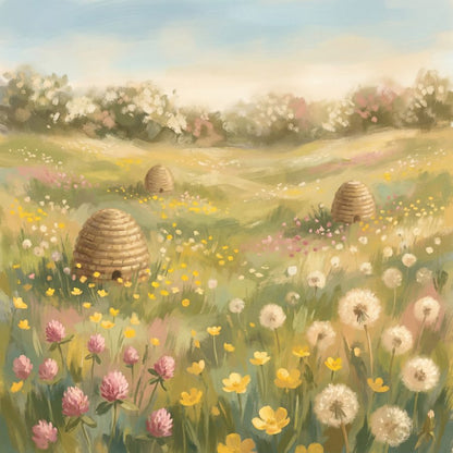 Skep Hollow Kitchen Garden — 3 Cottagecore Meadow Prints by Wildflower Field — print preview