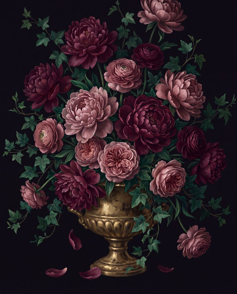 Vesper Hours Dark Floral Gallery Wall Set | 3 Printable Prints by Velvet Dusk — print preview