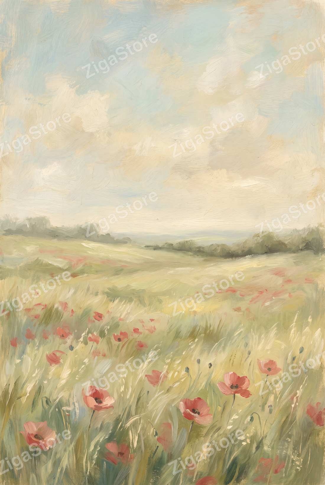 Cow Parsley & Buttercream | 3-Piece Cottagecore Meadow Kitchen Wall Art by Wildflower Field — print preview (watermarked)