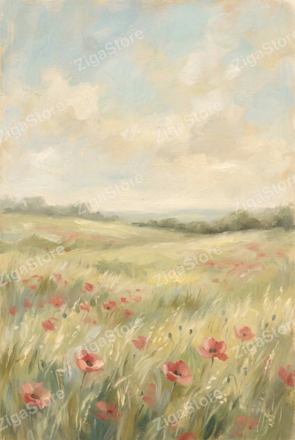 Cow Parsley & Buttercream | 3-Piece Cottagecore Meadow Kitchen Wall Art by Wildflower Field — print preview (watermarked)