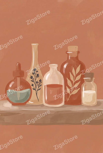 Tincture & Terrain — Boho Apothecary Wall Art Set of 3 by Saffron & Sage — print preview (watermarked)