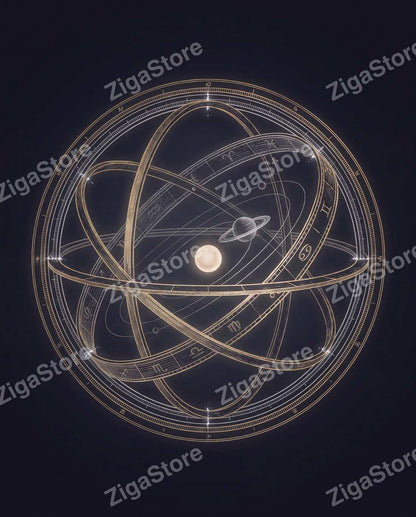 Vesper Mechanica | 3-Piece Dark Celestial Moon Phase Wall Art by Nocturne Press — print preview (watermarked)