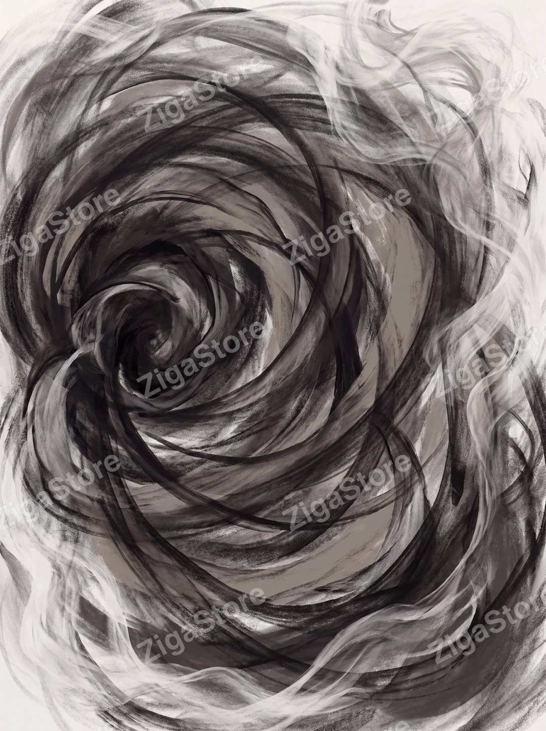 Cinder Kinetics | 3-Piece Charcoal Abstract Office Wall Art Set by Ember & Ash — print preview (watermarked)