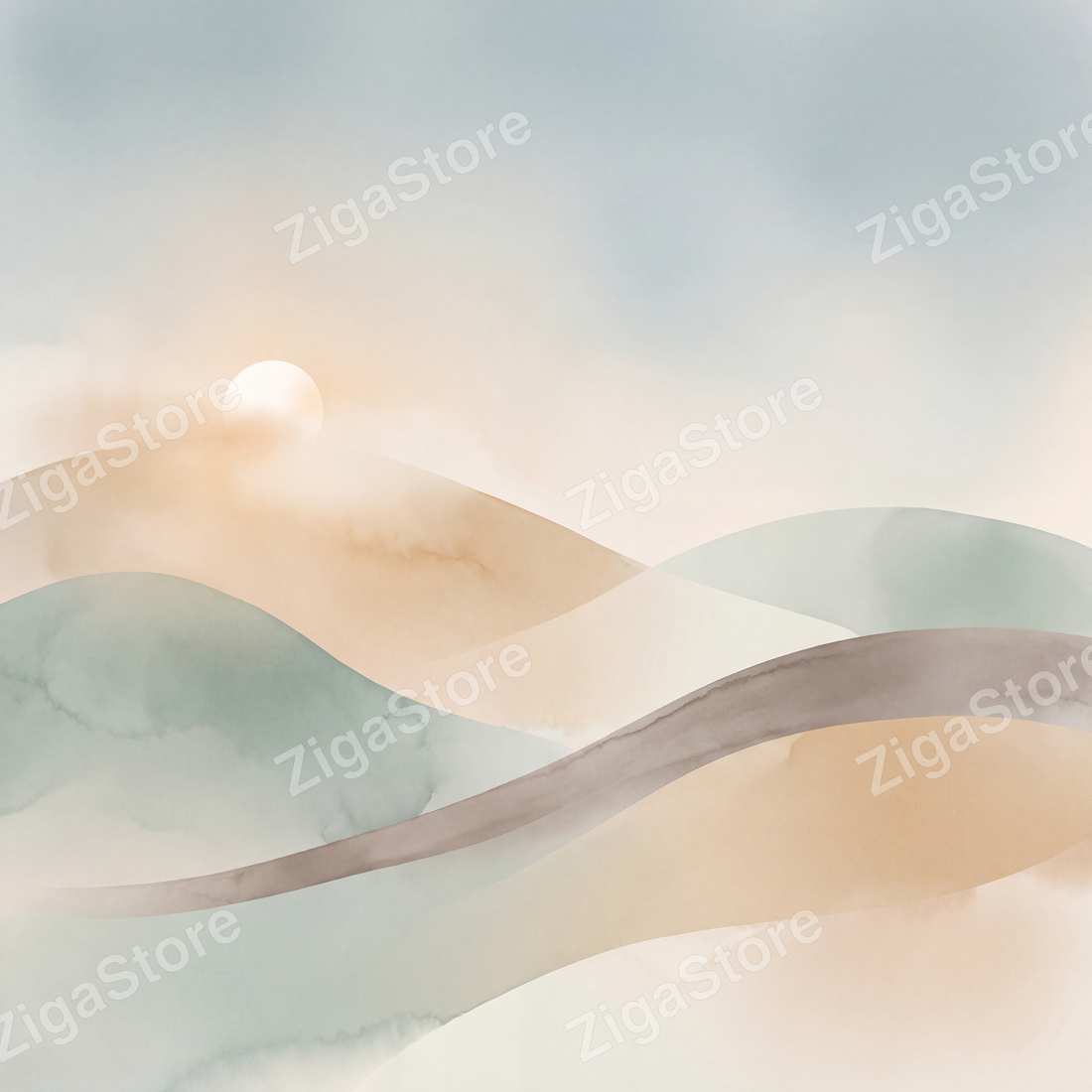 Little Tides Nursery Wall Art Set | 3 Coastal Calm Prints — print preview (watermarked)